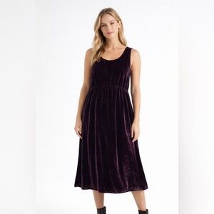 Gap Maternity Purple Velvet Swing Midi Dress M Goth Grunge Boho Hippie Moto